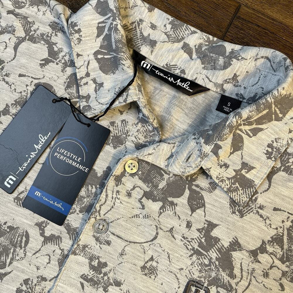 NWT Travis‎ Mathew Private Deck Polo Men’s Small Heather Light Grey Performance